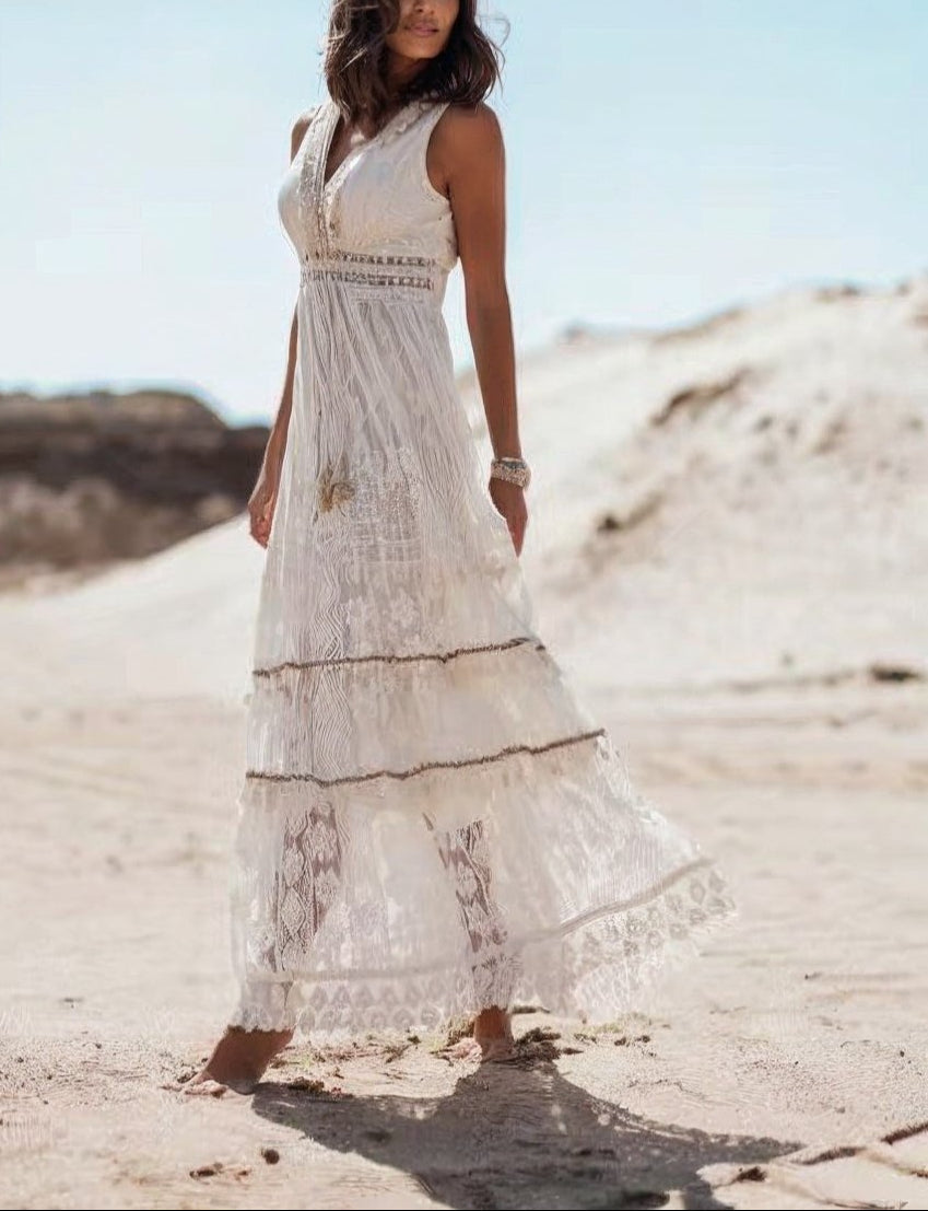 Image of Kay | Women's Sleeveless Lace Maxi Dress