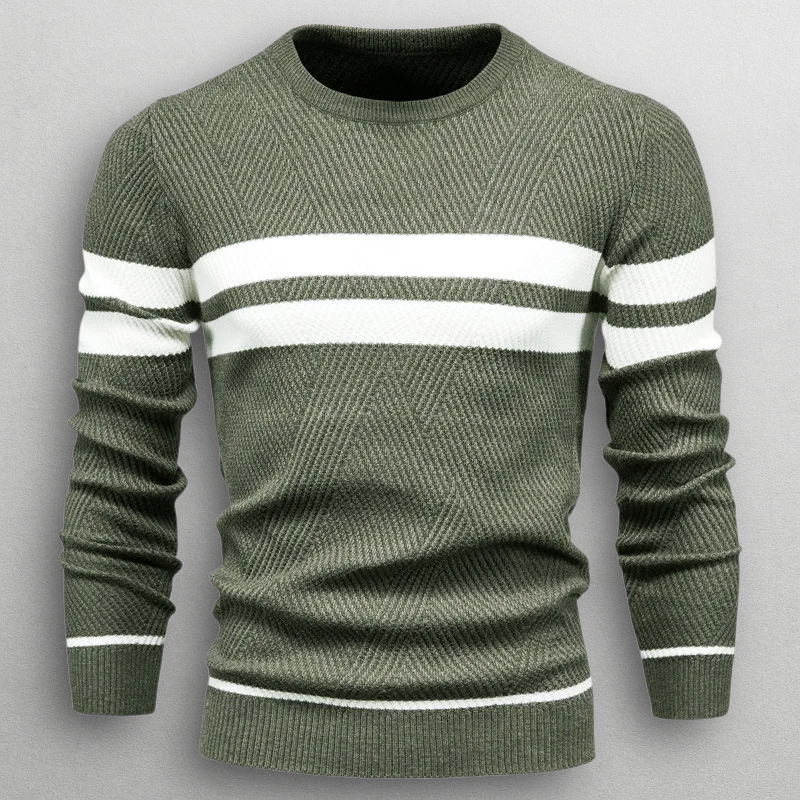 Image of Ken | Men's Striped Crew Neck Sweater