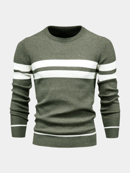 Image of Ken | Men's Striped Crew Neck Sweater