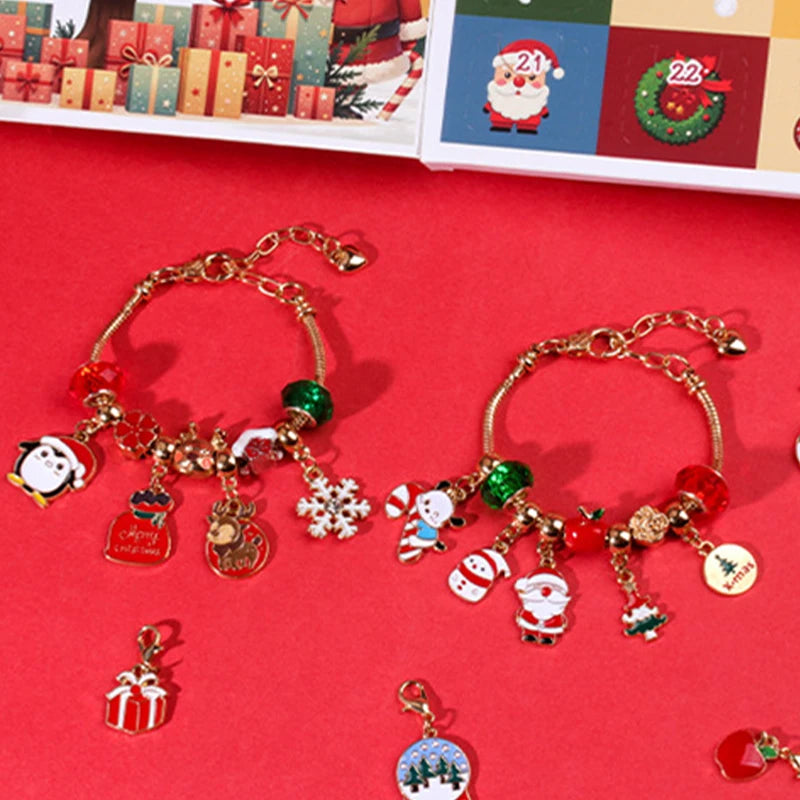 Kids' 24-Day Christmas Countdown Bracelet Advent Calendar with Colorful Crystals in a Gift Box
