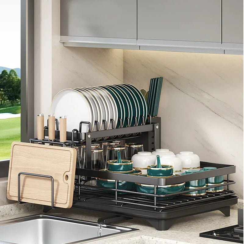 KITCHENFORM – Foldable stainless steel dish rack, space-saving design for modern kitchens