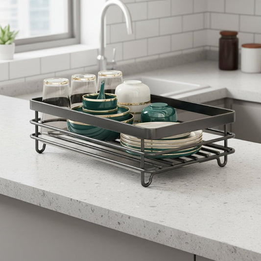 KITCHENFORM – Foldable stainless steel dish rack, space-saving design for modern kitchens