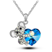 Sterling Silver Koala Heart Crystal Pendant