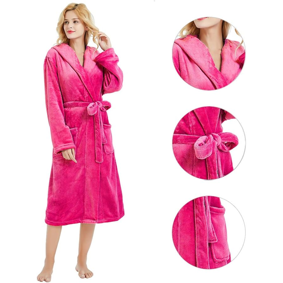 Ladies Fleece Bathrobe with Hood – Vivianne