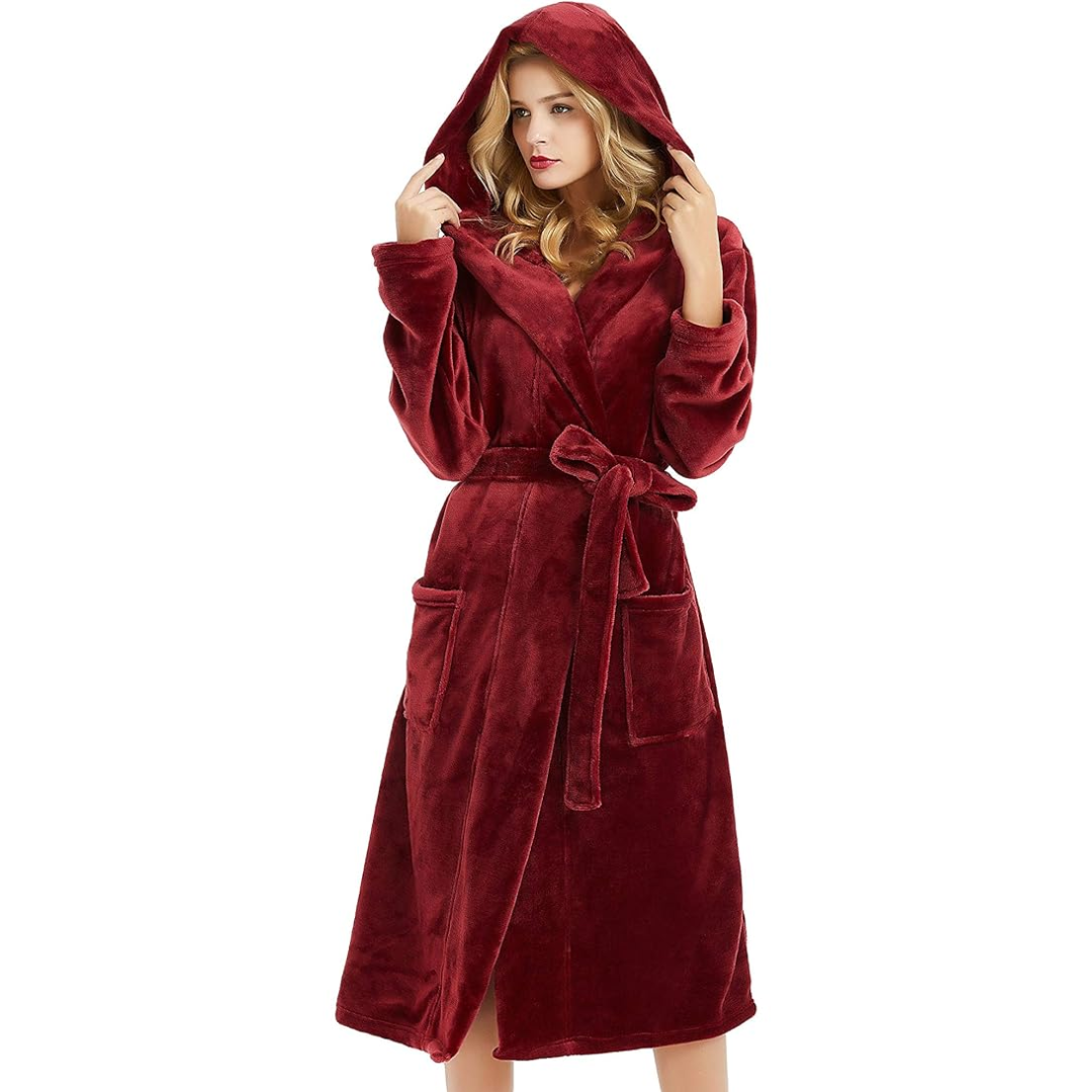 Ladies Fleece Bathrobe with Hood – Vivianne