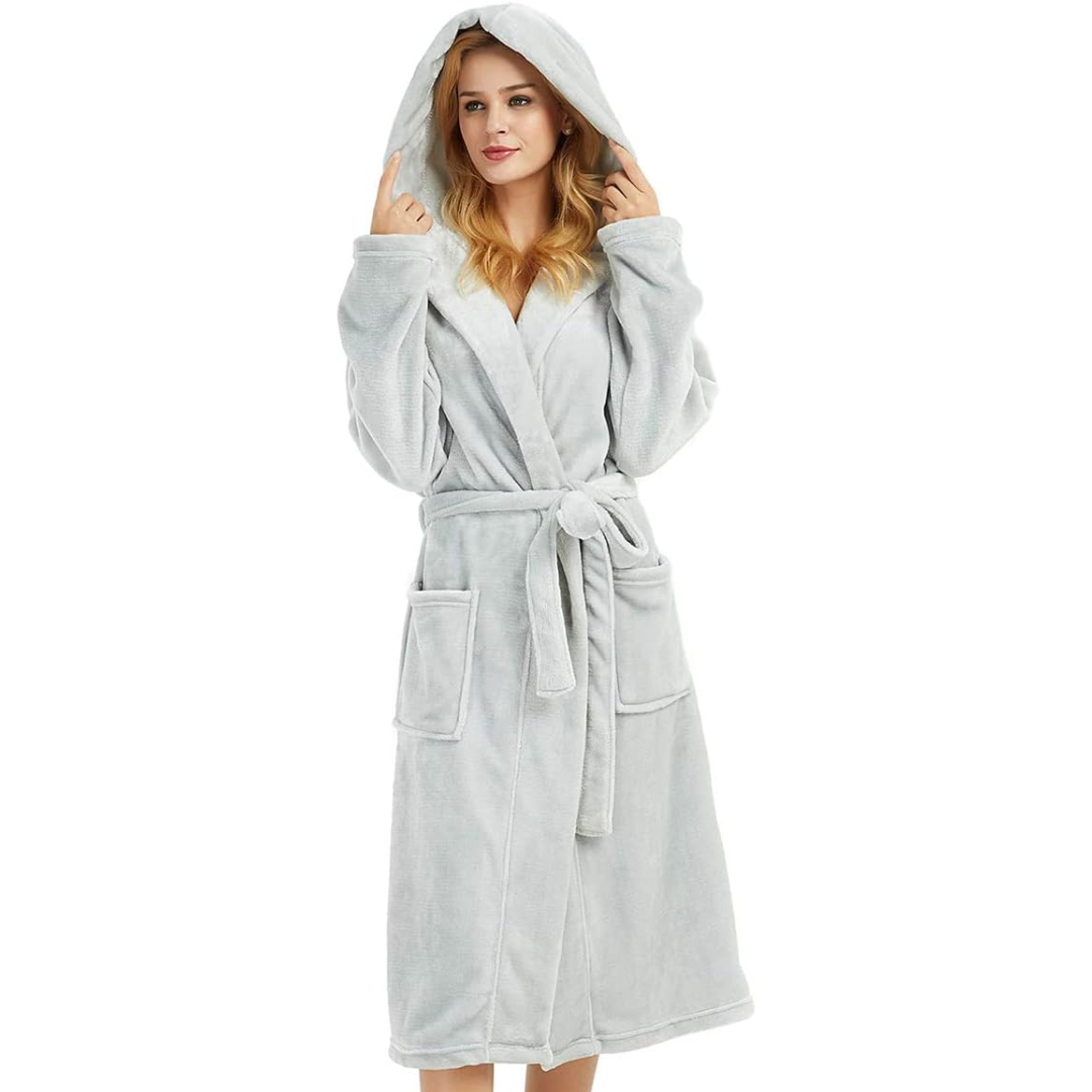 Ladies Fleece Bathrobe with Hood – Vivianne