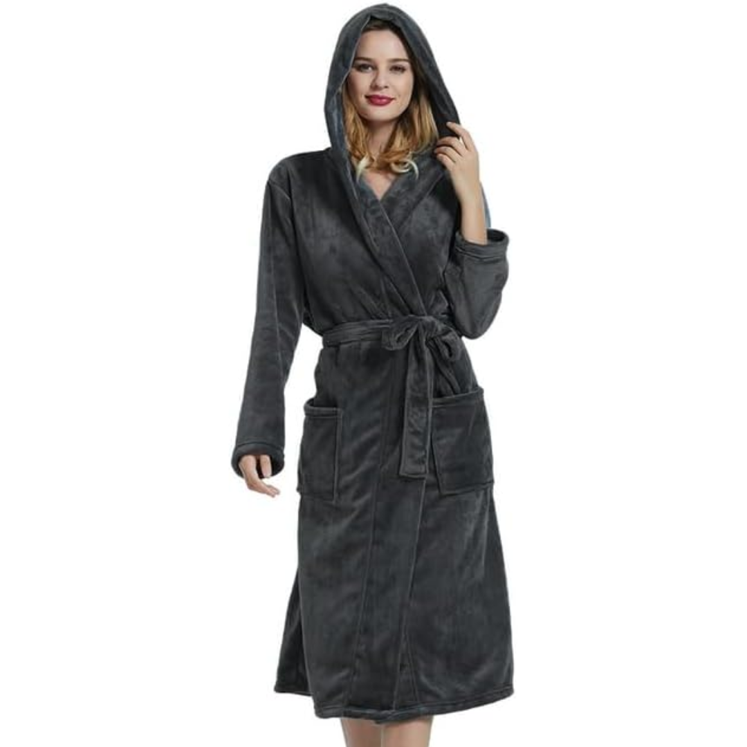 Ladies Fleece Bathrobe with Hood – Vivianne