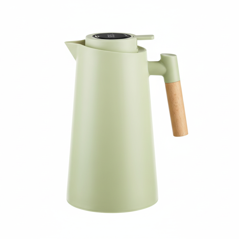 LATTEA THERMO – Double-walled Thermos Flask with Temperature Display and Wooden Handle