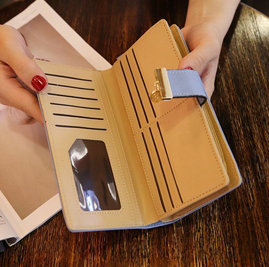 Leather Wallet with Golden Leaves