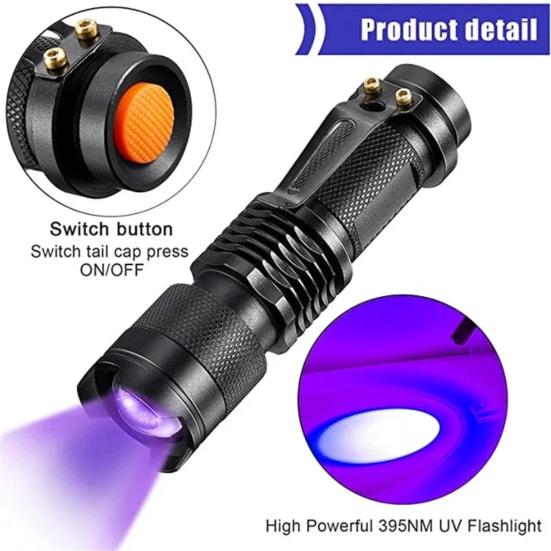 LED UV FLASHLIGHT - ULTRAVIOLET INSPECTION LAMP FOR PET URINE SPOTS AND STAIN DETECTION