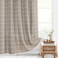 LINENCOVE – Bohemian linen shower curtain with tassels & waterproof design