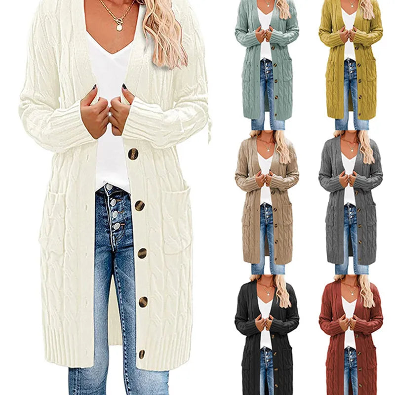 Long Cable-Knit Cardigan