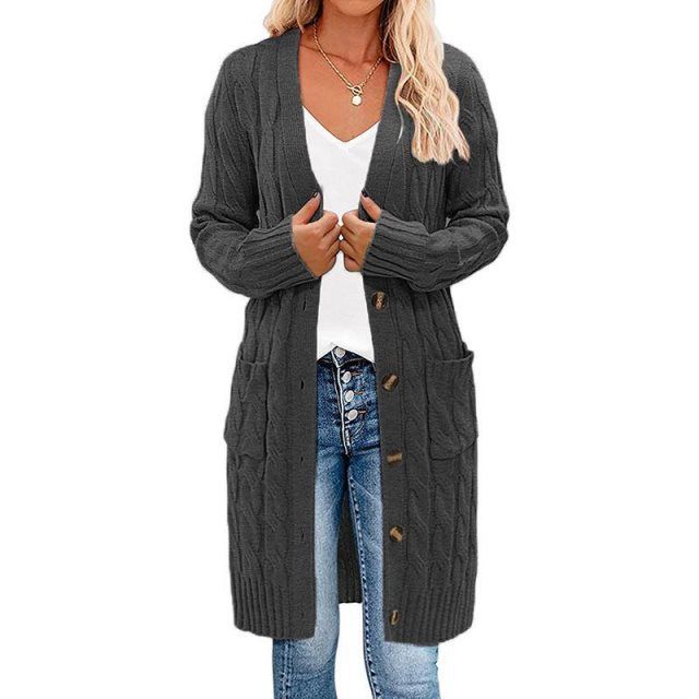 Long Cable-Knit Cardigan