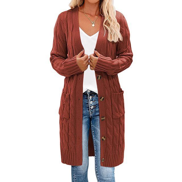 Long Cable-Knit Cardigan