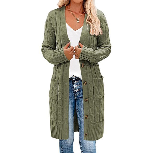 Long Cable-Knit Cardigan