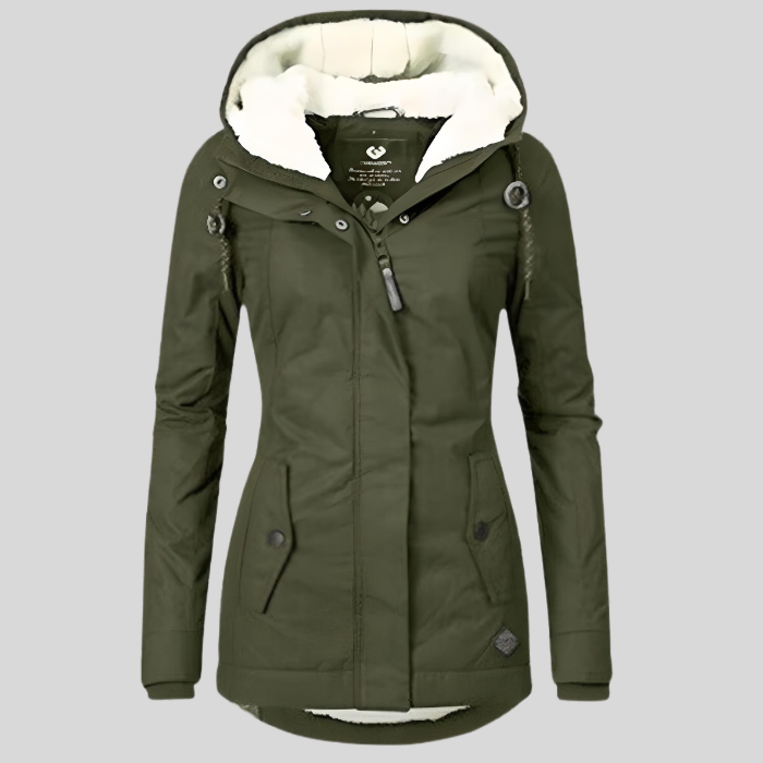 Long Thick Hooded Winter Coat Jacket with Faux Fur Lining