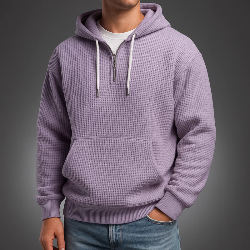 Image of Luther | Men's Half-Zip Waffle Knit Hoodie