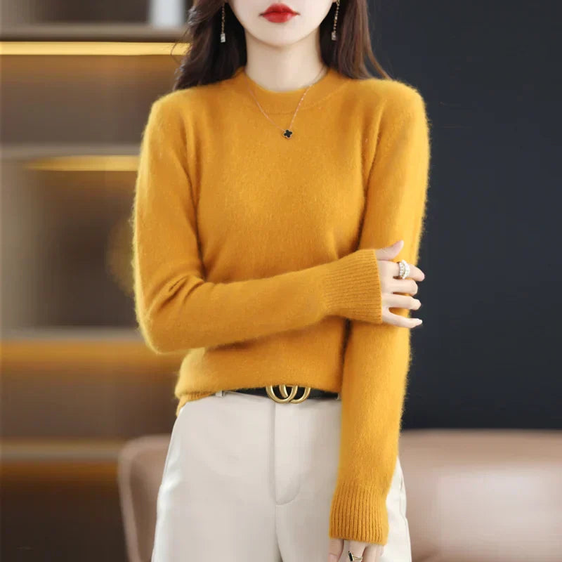 Lyrawea Women’s 100% Cashmere O-Neck Sweater Slim Fit