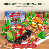 Magnetic Tile Christmas Train Advent Calendar, 45 Pieces with Santa and Reindeer