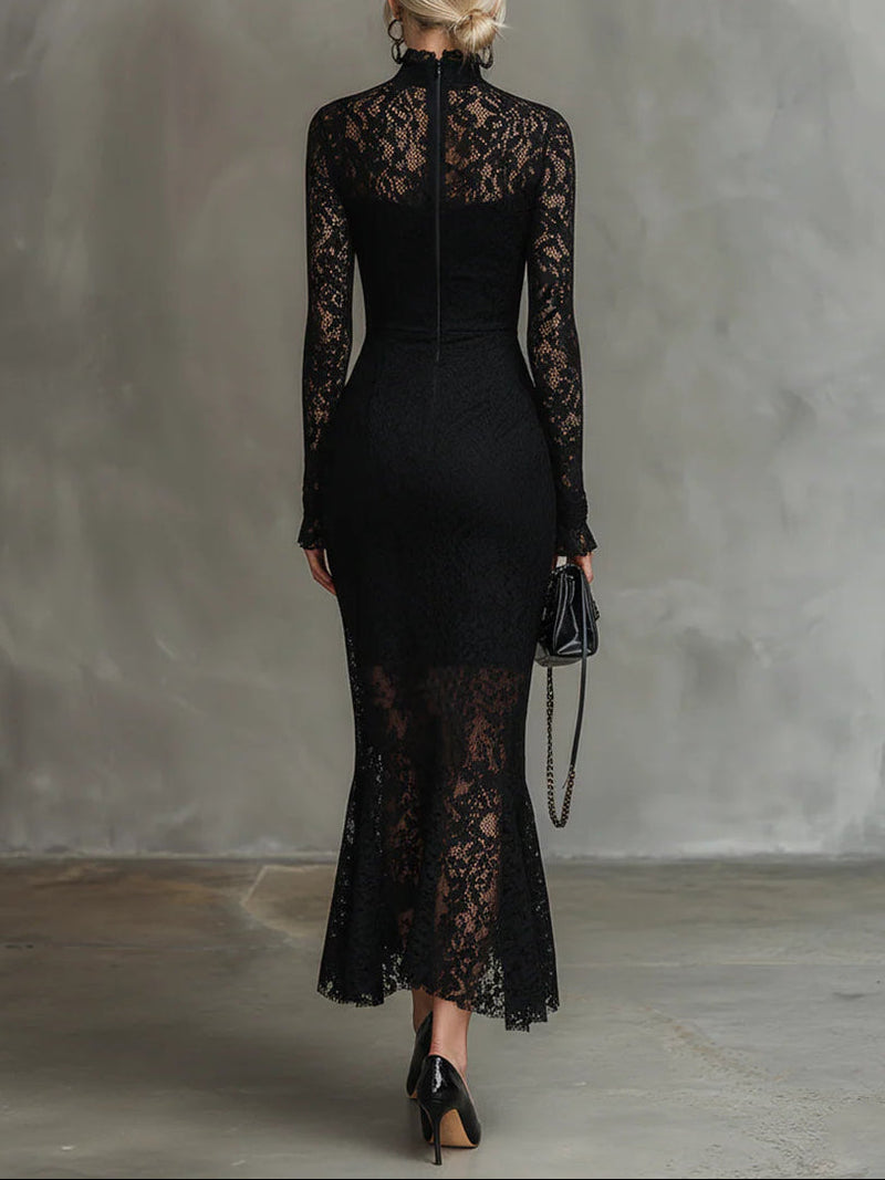 Image of Mandy | Women's Lace Long Sleeve Midi Dress