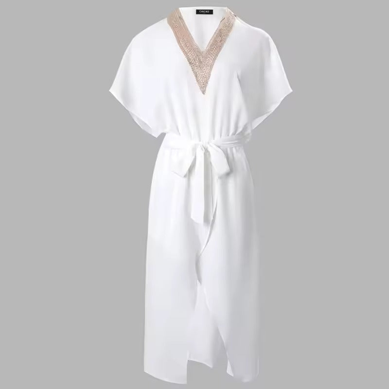 Image of Marilyn | Women's V-Neck Wrap Midi Dress