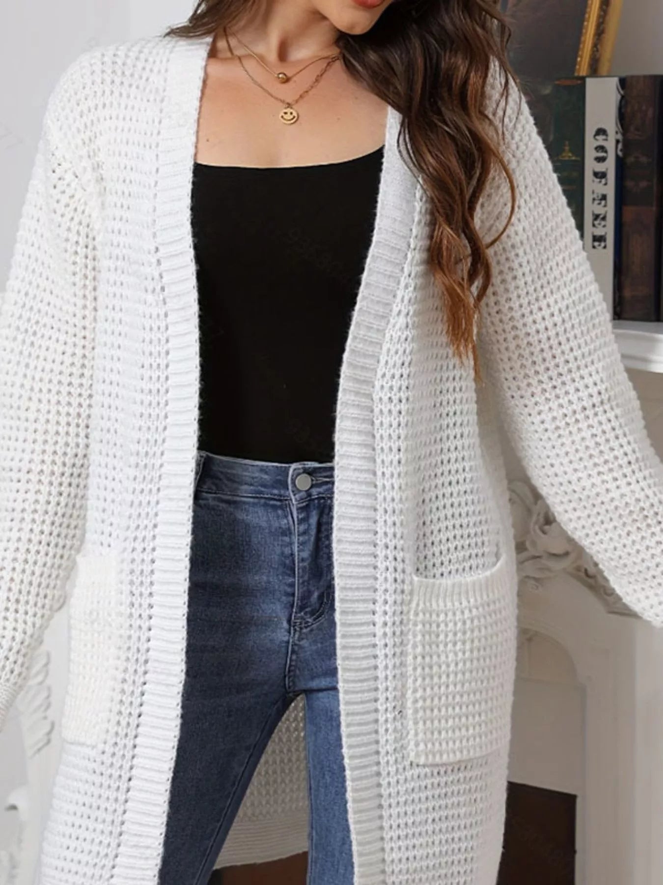 Image of Marlene | Women's Open Front Long Pocket Cardigan