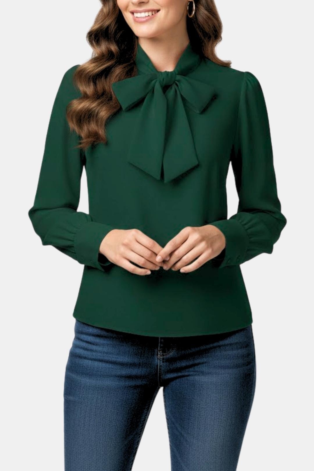 Image of Maureen | Women's Long Sleeve Tie Neck Blouse