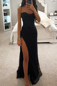 Wearclo | Women's Sparkly Corset Gown with Slit