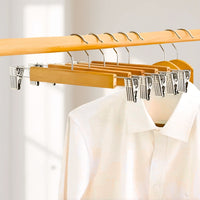 Maxwell Wooden Pants Hangers w/ Clips | 10 Pack