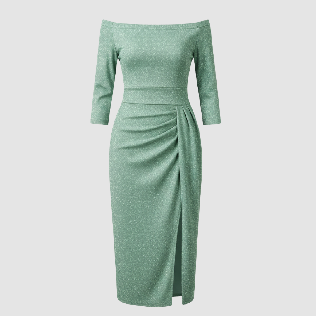 Image of Melinda | Women's Off-Shoulder Midi Dress