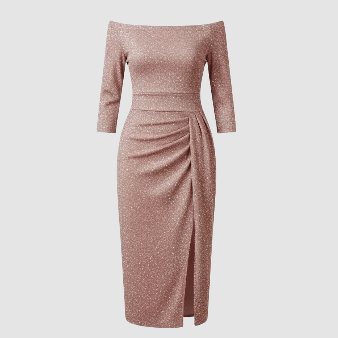 Image of Melinda | Women's Off-Shoulder Midi Dress