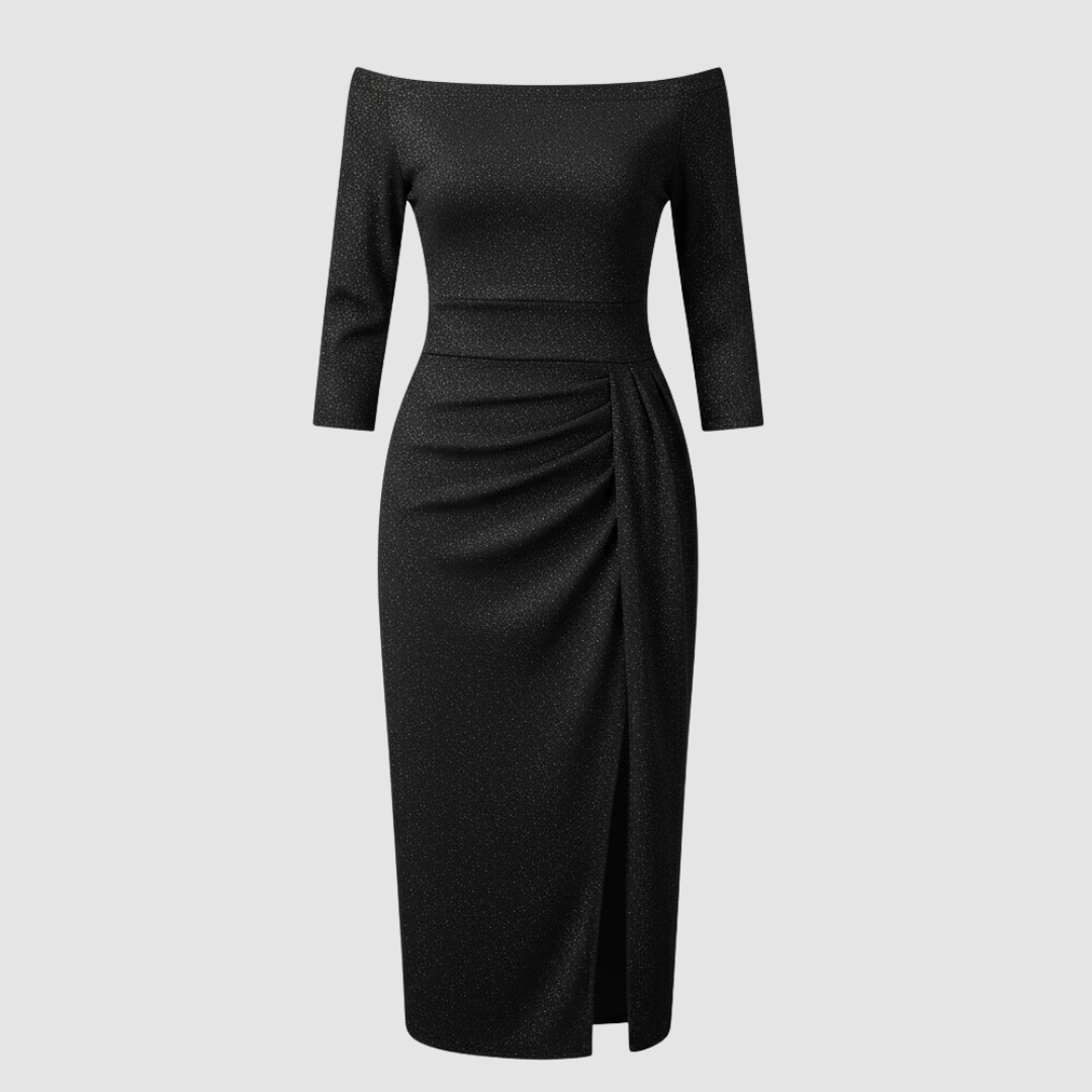 Image of Melinda | Women's Off-Shoulder Midi Dress