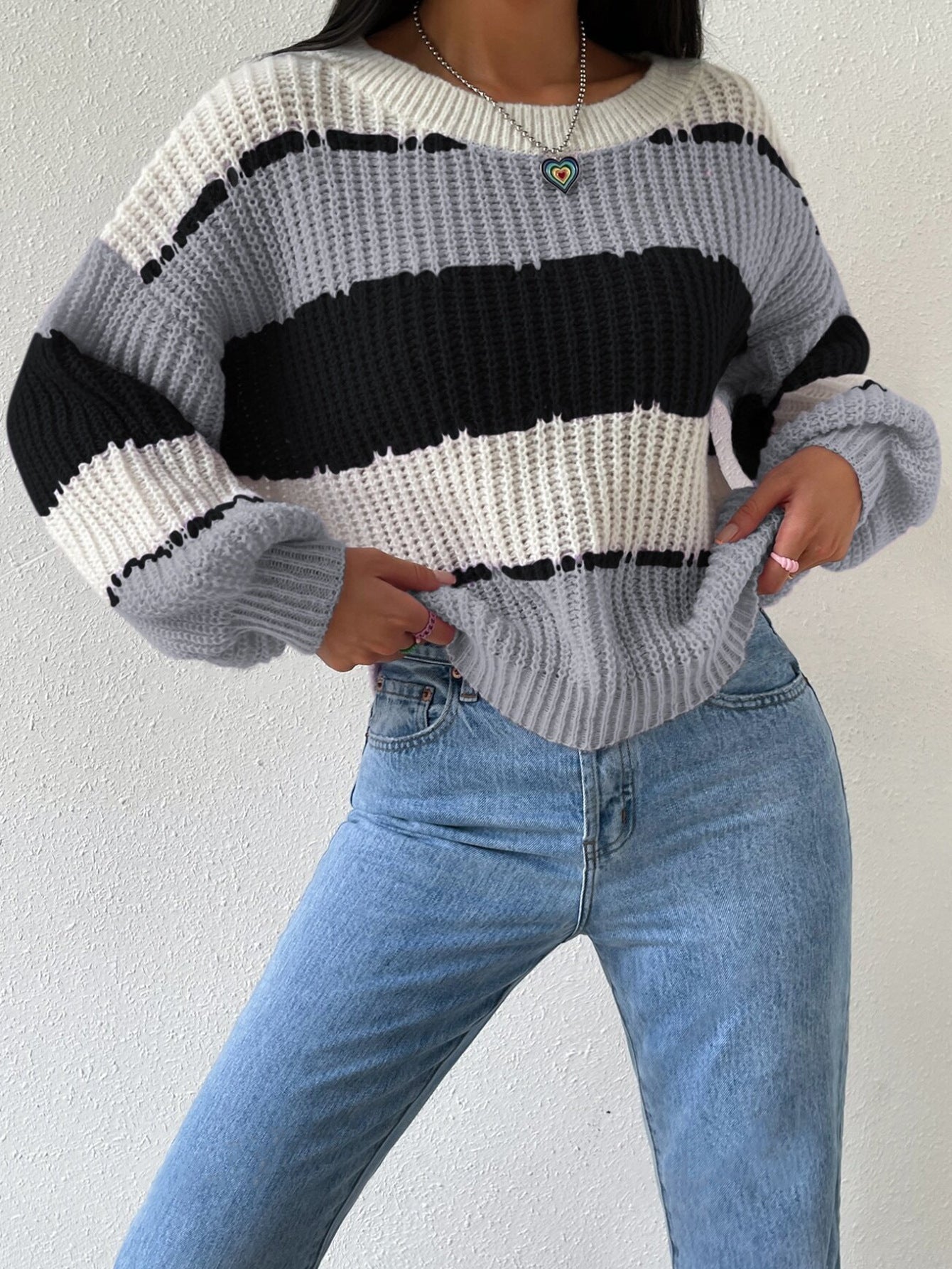 Image of Melinda | Women's Oversized Striped Sweater