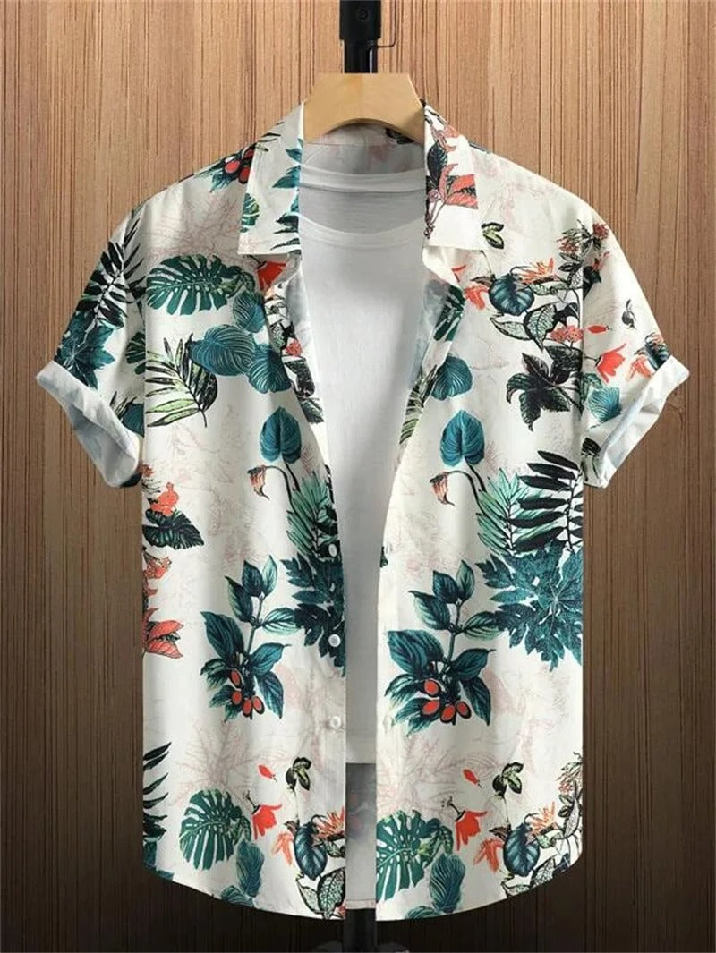 Men's 3D Floral Print Hawaiian Shirt