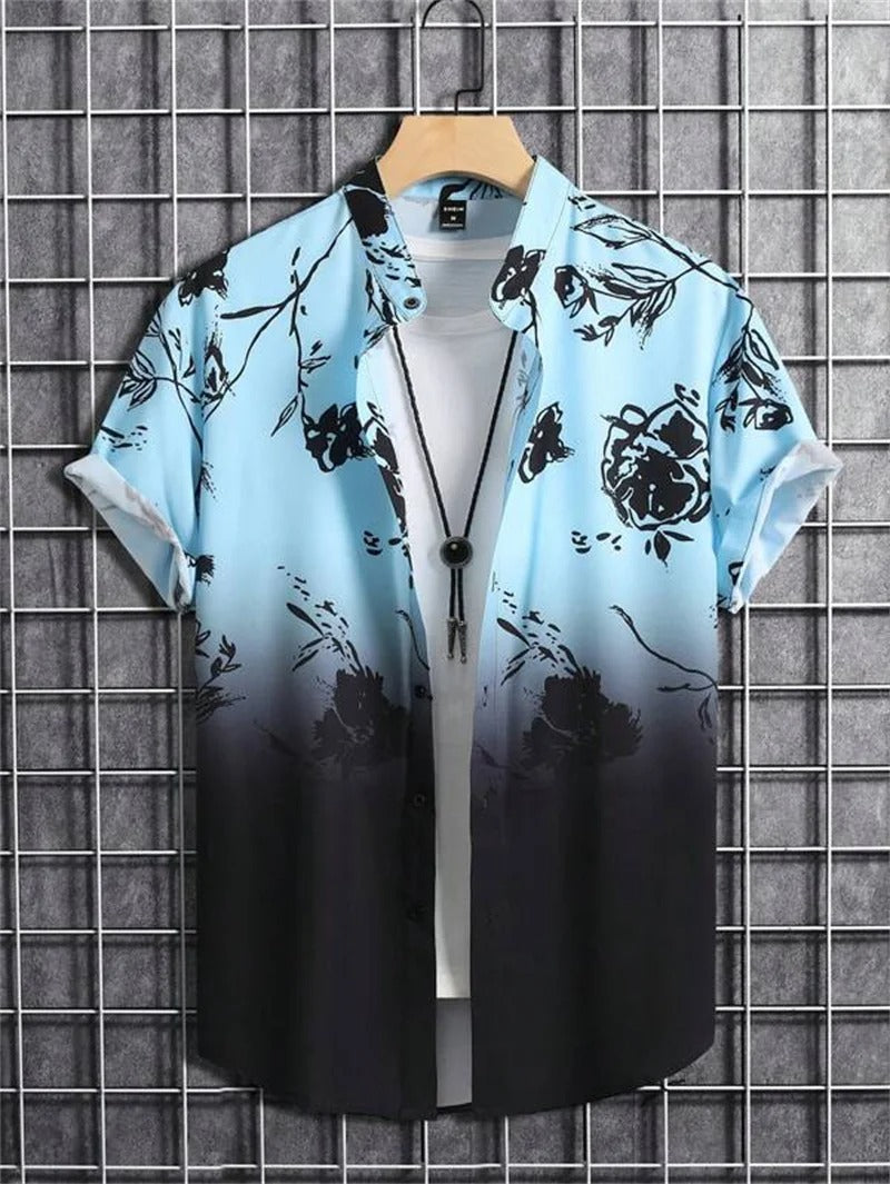 Men's 3D Floral Print Hawaiian Shirt