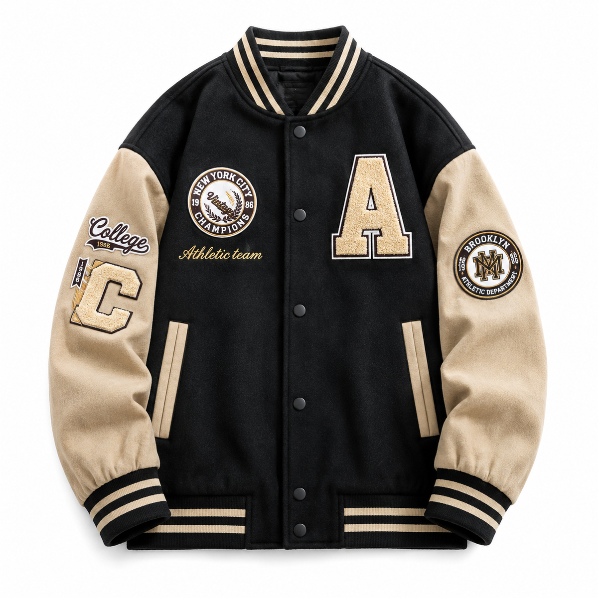 Men's Bomber Jacket with Button Closure and Side Pockets - Long-Sleeved Casual Jacket for Everyday Wear, Commuting and Seasonal Layering