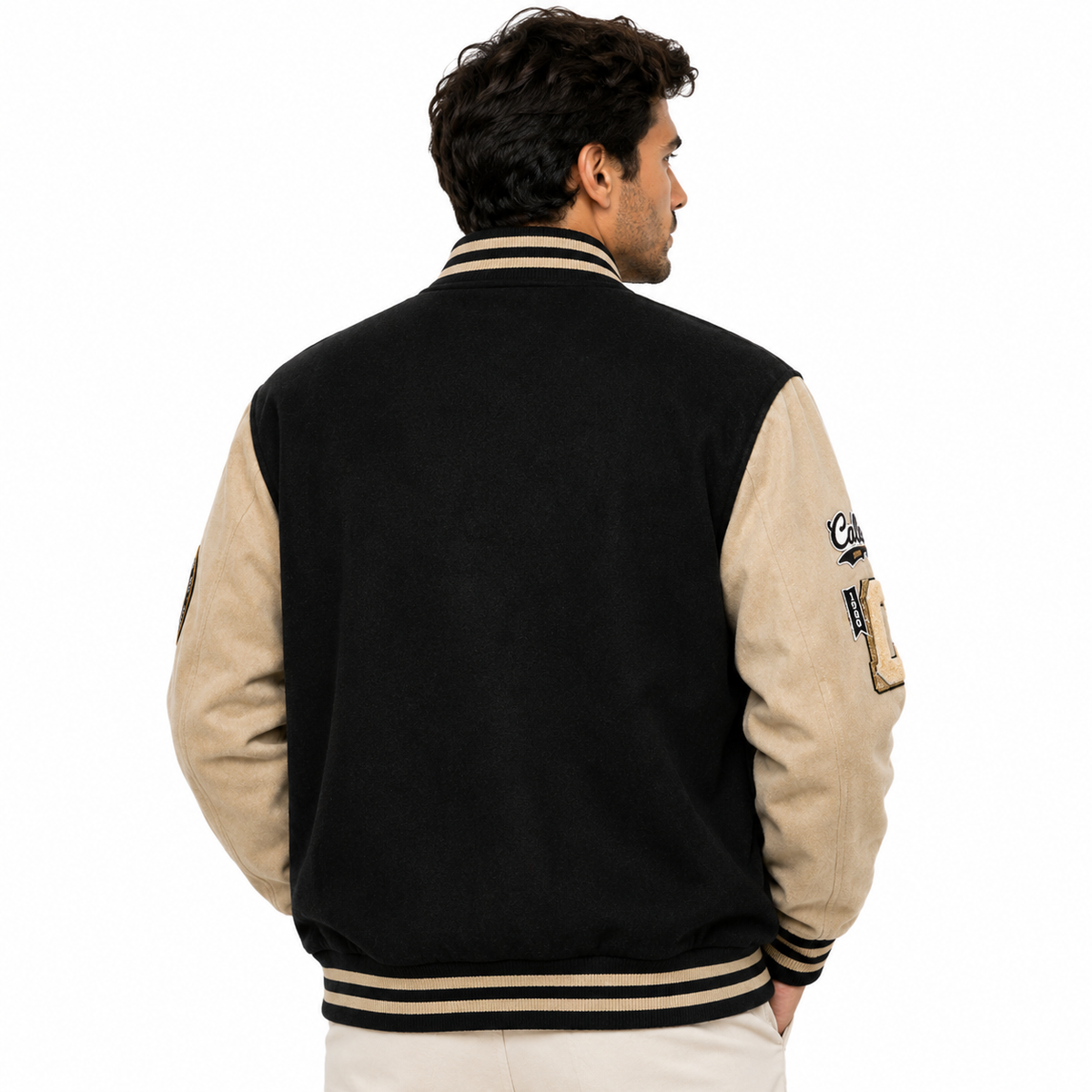 Men's Bomber Jacket with Button Closure and Side Pockets - Long-Sleeved Casual Jacket for Everyday Wear, Commuting and Seasonal Layering