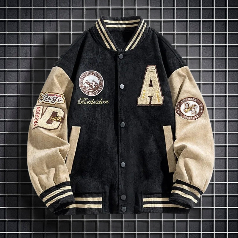 Men's Bomber Jacket with Button Closure and Side Pockets - Long-Sleeved Casual Jacket for Everyday Wear, Commuting and Seasonal Layering