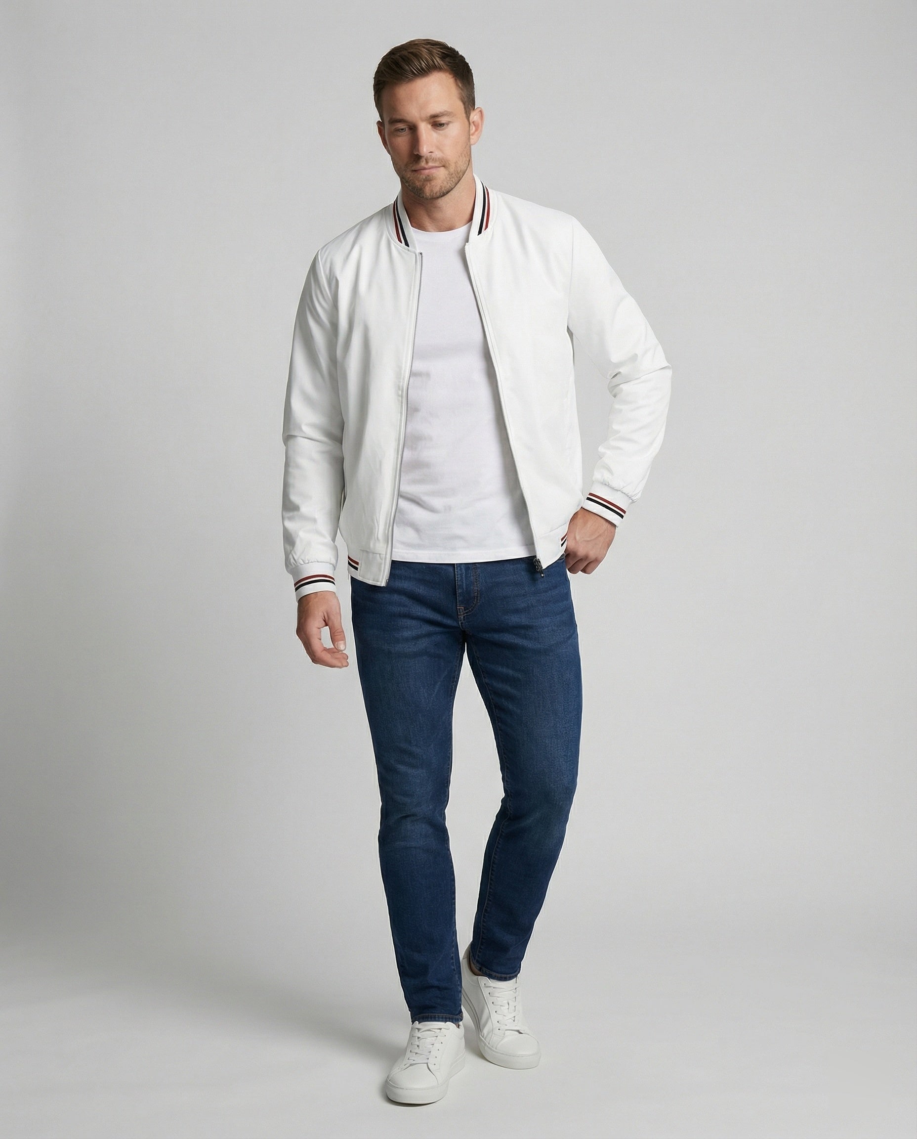 Men's Casual Transition Jacket with Water-Repellent Surface & Stand-Up Collar | Wearclo