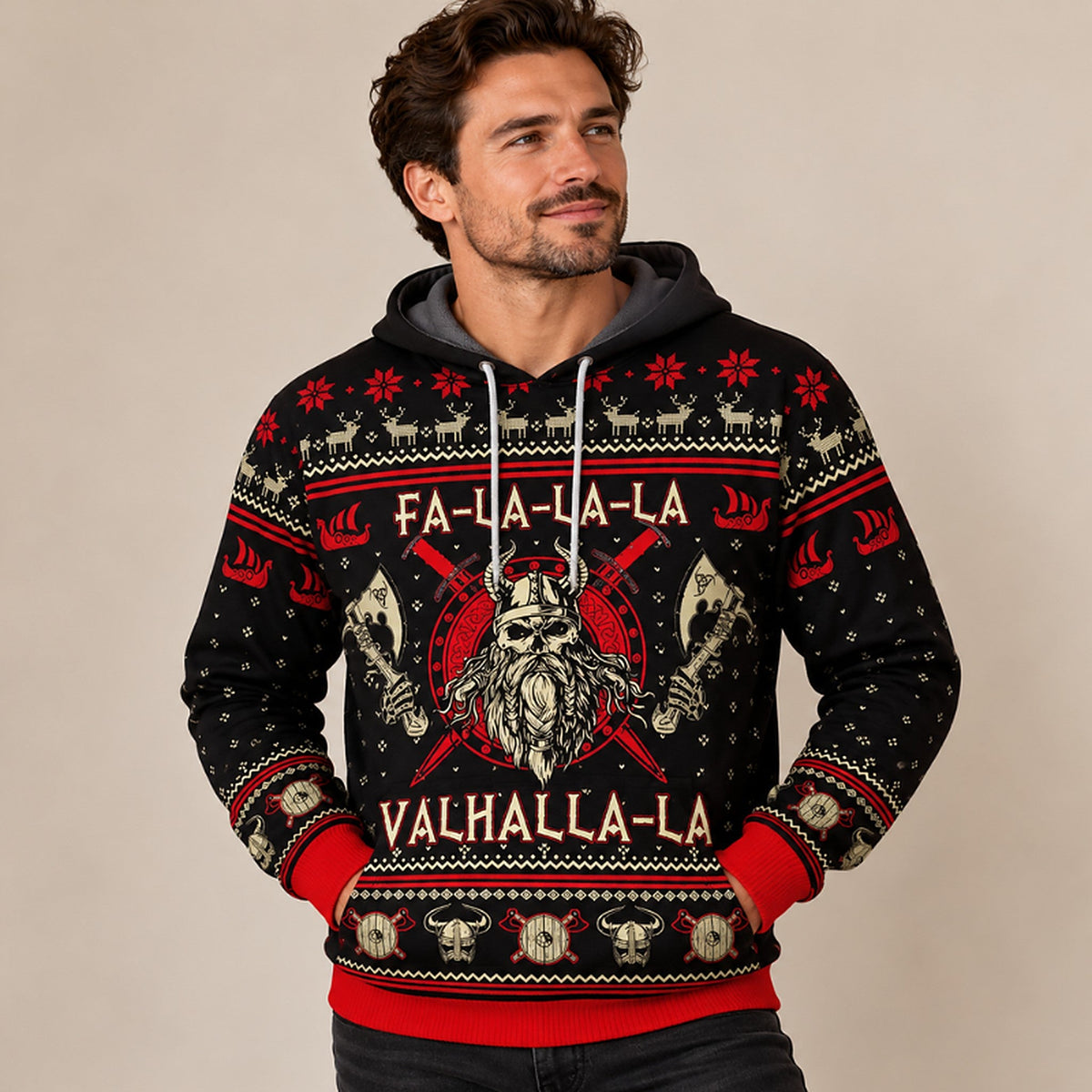 Men's Christmas Sweater - Viking Design as Sweater, Hoodie or Cardigan