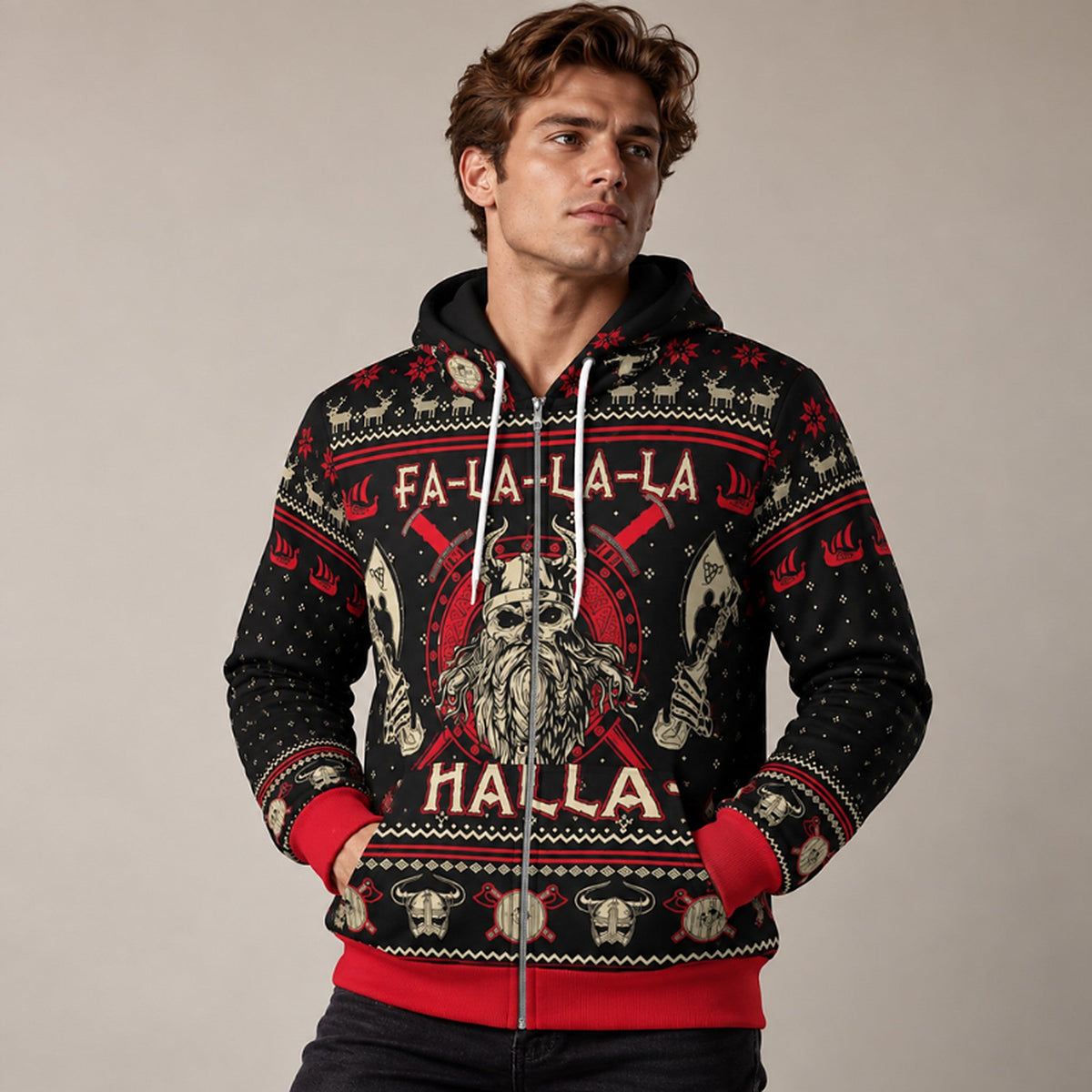 Men's Christmas Sweater - Viking Design as Sweater, Hoodie or Cardigan