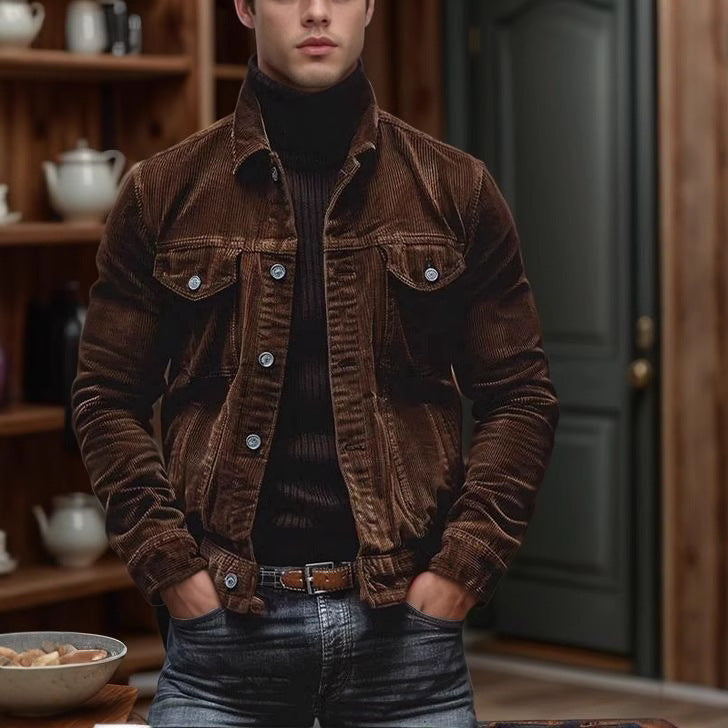 Men's Classic Cut Corduroy Jacket with Practical Pockets