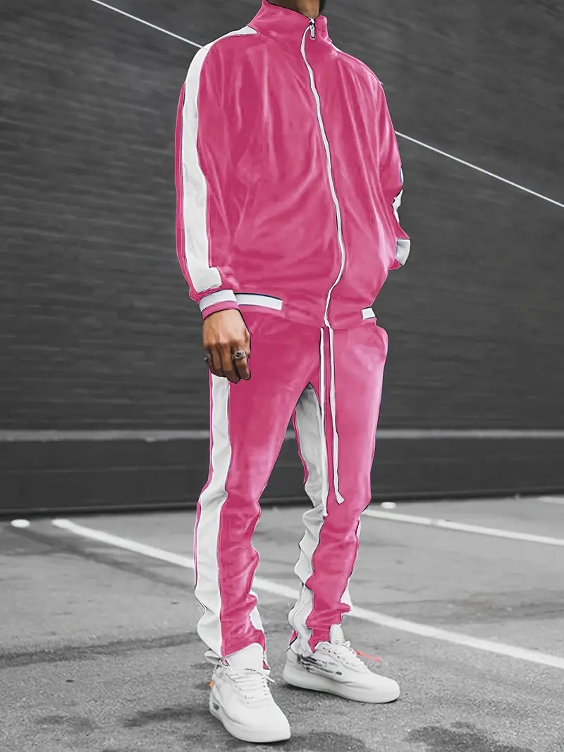 Men's Classic Full-Zip Velvet Tracksuit