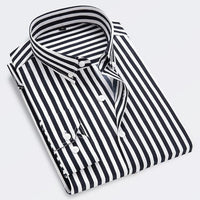Men's Classic Striped Long-Sleeve Button-Down Dress Shirt