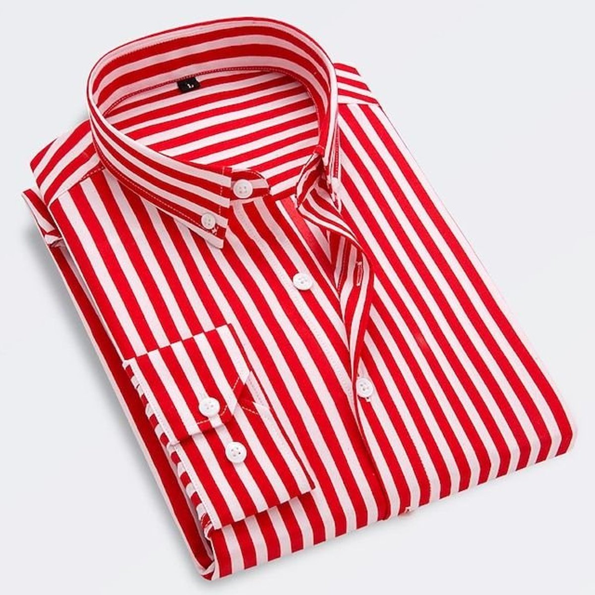 Men's Classic Striped Long-Sleeve Button-Down Dress Shirt