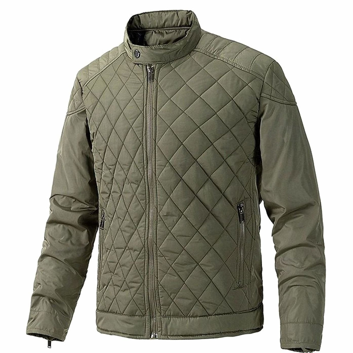Men's Diamond-Quilted Stand-Collar Full-Zip Jacket