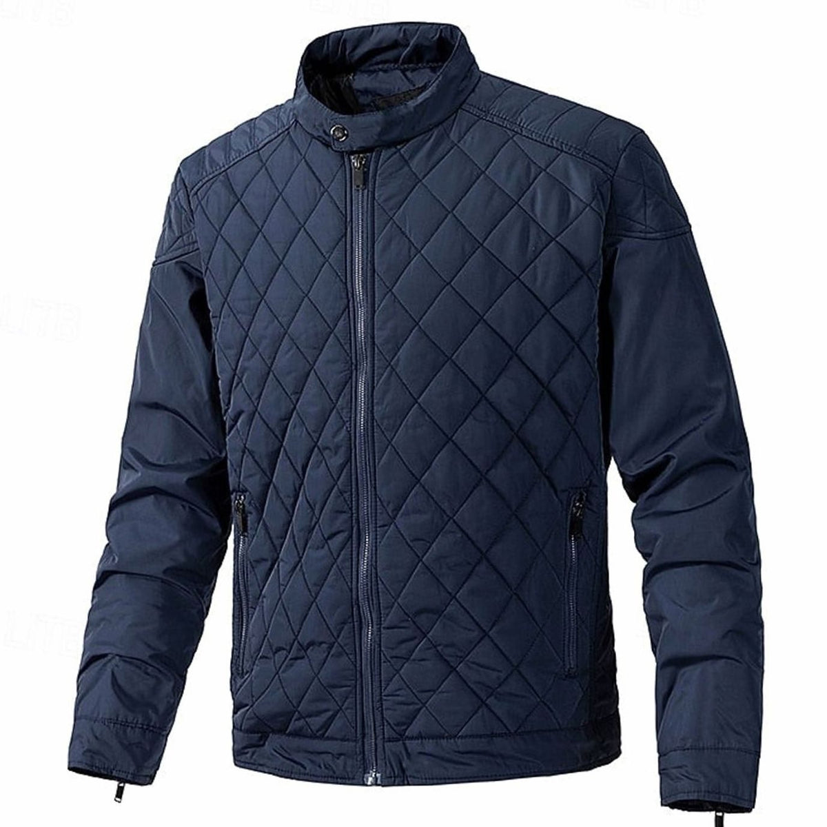 Men's Diamond-Quilted Stand-Collar Full-Zip Jacket