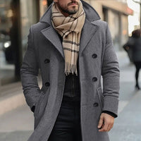 Men's Double-Breasted Tailored Wool Long Winter Coat