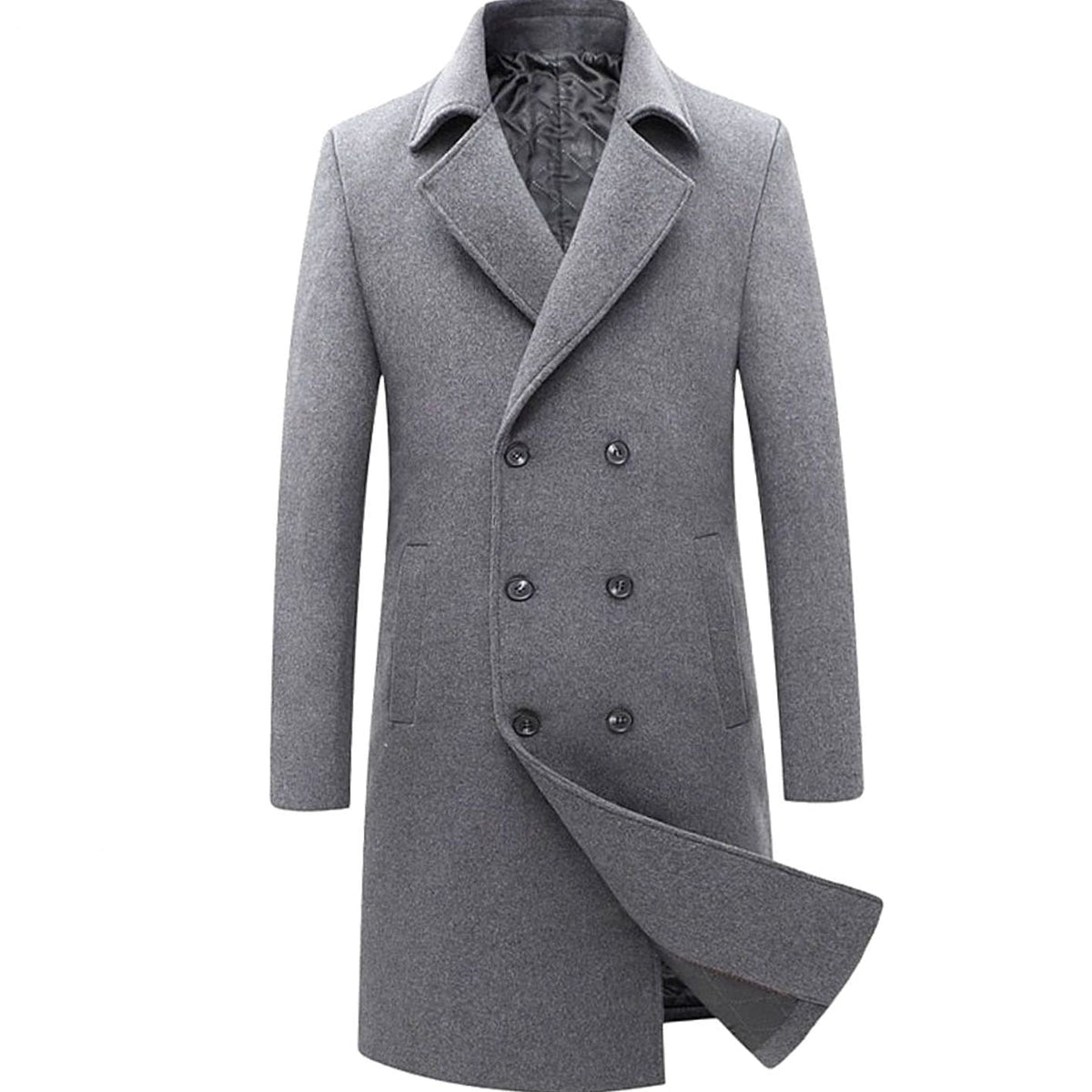 Men's Double-Breasted Tailored Wool Long Winter Coat