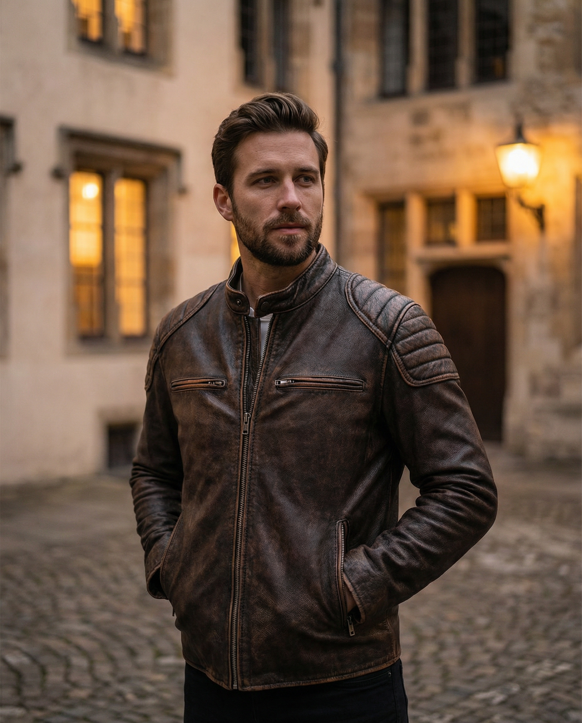 Men's Durable Full-Grain Leather Jacket for Everyday Wear